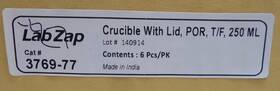 3769-77 Labzap Cat#3769-77 Crucible With Lid Por T/f. 250ml 3 Boxes 18 Total