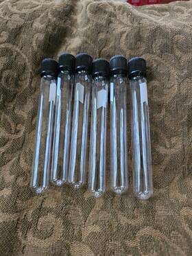 99447-16 Lake Charles Manufacturing Vtg Pyrex 16x125 Mm Heavy Round Bottom Threaded Culture Tube White Mark