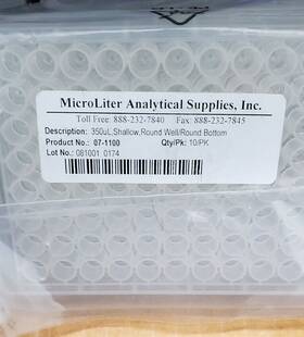 07-1100 Microliter Analytical Supplies Round Bottom Well Plate 350ul Case Of 57 X 96 Wells
