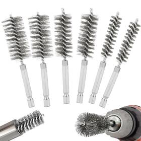 Alk-006-2410123 Mikilikien Bore Brush 6 Pcs Stainless Steel With 1/4 Inch Hex Shank Twisted Wire