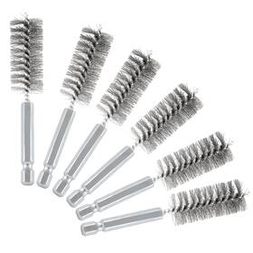 2208100002 Moicstiy 6pcs 19mm Stainless Steel Bore Wire Brushes Twisted Brush Silver