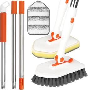 C008a Mosen Long Handled Scrub Brush For Shower 3-in-1 Cleaning Brushes With 3 Orange C008a Mosen Long Handled Scrub Brush For Shower 3-in-1 Cleaning Brushes With 3 Orange