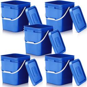 Mei-mumufy-1800 Mumufy 5 Pcs 3.5 Gallon Square Food Grade Bucket With Lid Blue