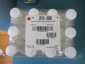 2019-0500 Nalgene Case Of 12 Sterile Petg Square Media Bottles 500 Ml Expired