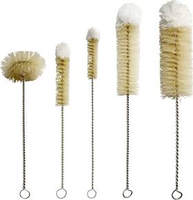 Nfu2642-5 Newferu Stainless Steel Soda Bottle Cleaning Brush Set In Natural Boar Beige