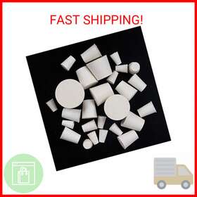 Newflager 658848751501 26 Pack Solid Rubber Stopper White Lab Plug 000# - 8# Sizes Assortment 11 Assort