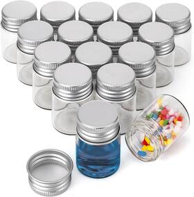 24nj00055 Njvial 16pcs 15ml 1/2oz Empty Tiny Jars Small Glass Vials With Lids Lab Clear