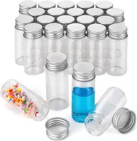 24nj00058 Njvial 24pcs 30ml/1oz Empty Tiny Jars Small Lab Sample Vials With Lids Clear