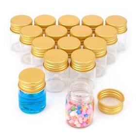 24nj00061 Njvial 16pcs 15ml 0.5 Oz Empty Tiny Jars Small Glass Vials With Lids Lab Sample