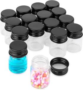 24nj00067 Njvial 16pcs 15ml 0.5 Oz Empty Tiny Jars Small Glass Vials With Lids Lab Clear
