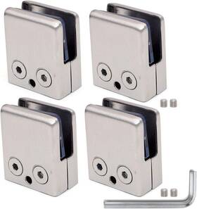 Nuzamas 711181158984 Set Of 4 Glass Clamps Suitable For 8-10mm Panel Stainless Steel 3
