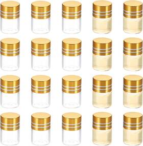 240312 Patikil 1ml Tiny Glass Bottles Vials 20pcs Mini Clear Golden