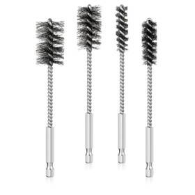 Mityzuu2 Prasacco 680378 1 4 Pcs Wire Brush For Drill Stainless Steel Bore Brushes Silver