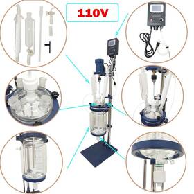 13-220636 Preasion 5l Double Layer Lab Reactor With High Borosilicate Glass And Ptfe Valves 110v Cons