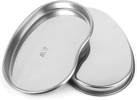 Prgislew 717019258802 Dental Tray - 2 Pack Kidney Trays Stainless 3.5 Inch X 0.5 7 Silver