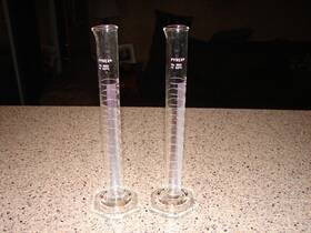3022-25 Pyrex 2 Vintage Nos 25 Ml Graduate Lab Cylinders X2 New Old Stock