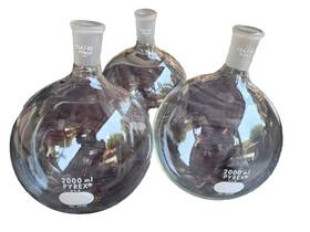 4320 Pyrex Lot Of Threepyrex 2000ml Morton Flask 24/40 Top 1 Neck