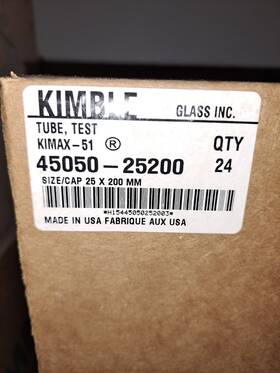 45050-25200 Pyrex By Kimble Test Tube 25x200 Case Of 24