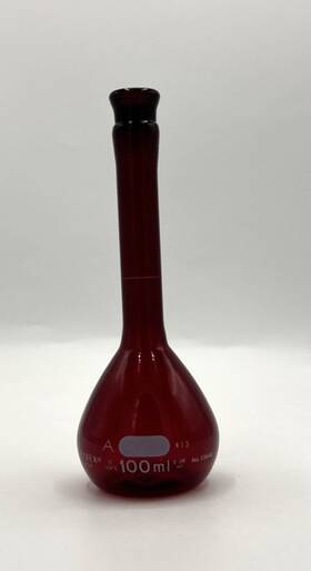 55640-100 Pyrex Vtg 100ml Low Actinic Class A13 Red Glass Tc Volumetric Flask