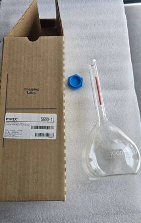 5600-1l Pyrex Corning 1000 Ml Class A Volumetric Flask Lifetime Red Band New