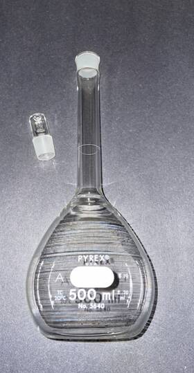 5640-500 Pyrex Volumetric Flask Corning 500ml Class A With St19 Stopper New Lab Glass