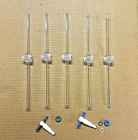 7282-2 Pyrex Stopcocks 2mm Straight Bore Lot Of 5