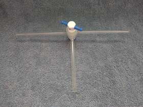 7422 Pyrex Glass 4mm Ptfe 3-way T-bore Stopcock