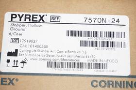 7570n-24 Pyrex Stopper Hollow Ground 6 / Case Joint Size 24/40