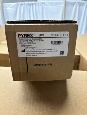 99449-16x Pyrex 99449 Corning Tube New Disposable Screw Cap 16x125mm 250
