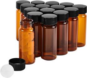 Qo-50 Qoaezk 15 Pcs 4ml Amber Small Liquid Sample Glass Vials With 45mm