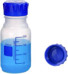 Qo060 Qoaezk 250ml Clear Pp Plastic Reagent Bottle Round Graduated With Blue Gl45 Screw Cap