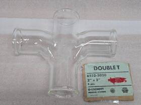 6522-2020 Schott/kimax O-i/schott 2 Inch X Double Sanitary T Tee Glass Pipe Fitting 6522-2020 Schott/kimax O-i/schott 2 Inch X Double Sanitary T Tee Glass Pipe Fitting