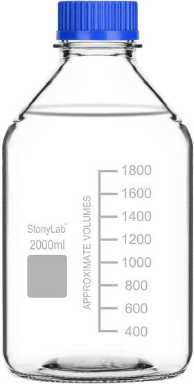 Gl45 Scientific 711181306064 Graduated Storage Bottles With Screw Cap 2000 Ml Borosilicate Glass Clear