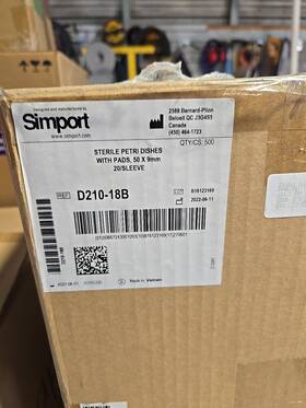 D210-18b Simport 50mm X 9mm Petri Dish 500/case Sterile With Pads