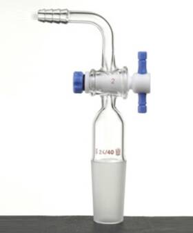 A381420 Synthware Flow Control Adapter 24/40 Lower - Hose Barb Upper With Ptfe Stopcock