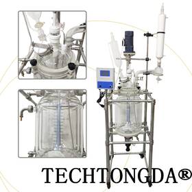 220567-usa Techtongda 110v Jacketed Glass Reaction Vessel Professional Lab 20l Reactor