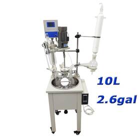 220584 Techtongda 10l Single Layer Glass Reactor Laboratory Heating Distillation With Heater Blender