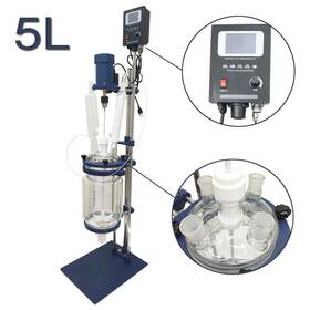 220636 Techtongda 5l Double Layer Glass Jacketed Pilot Plant Reactor Laboratory Adjustable Stirrer