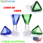 Tri-14-18 Mondango Male Triangle Glass Bowl Joint Water Hookah Smoking Blue
