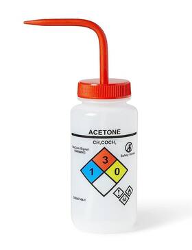 Un370051ea United Scientific Acetone Wash Bottle 500ml Color-coded Wide Mouth Self-venting Ldpe