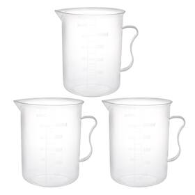 Uxcell 609876883139 3pcs Laboratory Clear White Pp Plastic 300ml Measuring Cup Handled Beaker