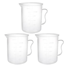Uxcell 609876883412 3pcs Laboratory Clear White Pp Plastic 250ml Measuring Cup Handled Beaker