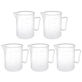 Uxcell 609876884952 5pcs Clear 250ml Pp Plastic Graduated Measuring Cup Handled Beaker