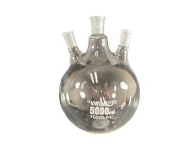 76008-646 Vwr Glass 5000ml Angled 3-neck 24/40 Round Bottom Boiling Flask