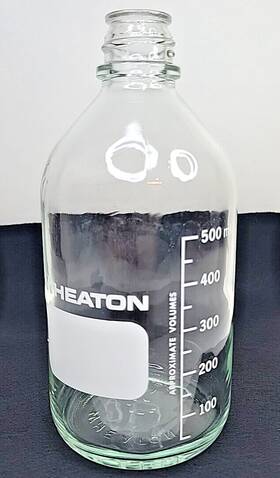 219819 Wheaton 500ml Graduated Glass Media / Lab Storage Bottle No Lid Vgc