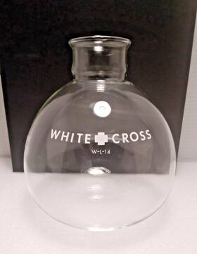 W-l-14 White Cross Vintage 1.75l Round Glass Laboratory Flask Beaker 7x5 Inch