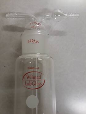 Lg-3765-130 Wilmad Labglass Dreschel Gas Wash Bottle Complete 1000ml With Fritted Disc C New Hexagonal Base