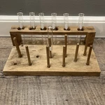 Group Of 7 Kimax Glass Test Tubes Vintage Antique Usa Plus Good Wood Display. Fixed Price $20.00.