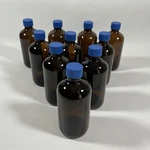 10 Thermo I-chem 250 Ml Round Narrow-mouth Amber Glass Bottles, Blue Caps. Fixed Price $31.96.