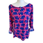 Lilly Pulitzer Long Sleeve Henley Elephant Top Sz Pink Tusk Sun Pack Travel. Fixed Price $32.00.
